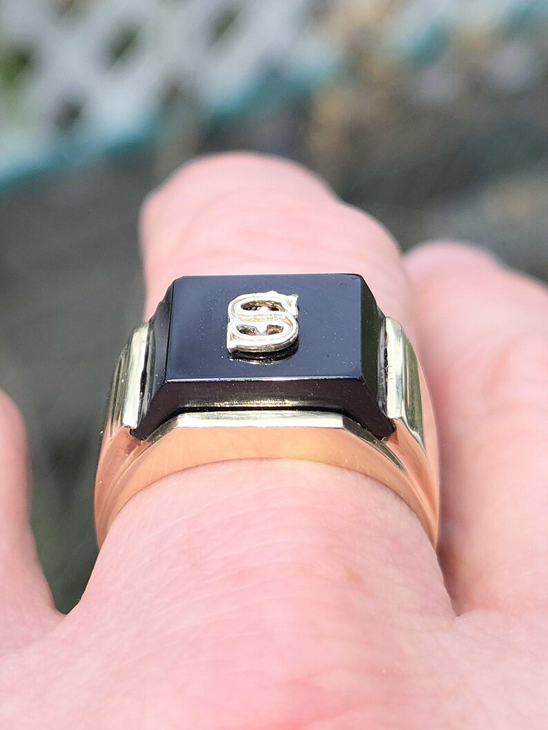 Killer Vintage Art Deco Style Amazing 10k Yellow Gold Mens Ladies ...