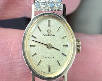 Rare Estate Vintage 1970s Omega De Ville gold plated manual wind ladies watch Superb Killer gold dial nugget style band with box WATCH VIDEO