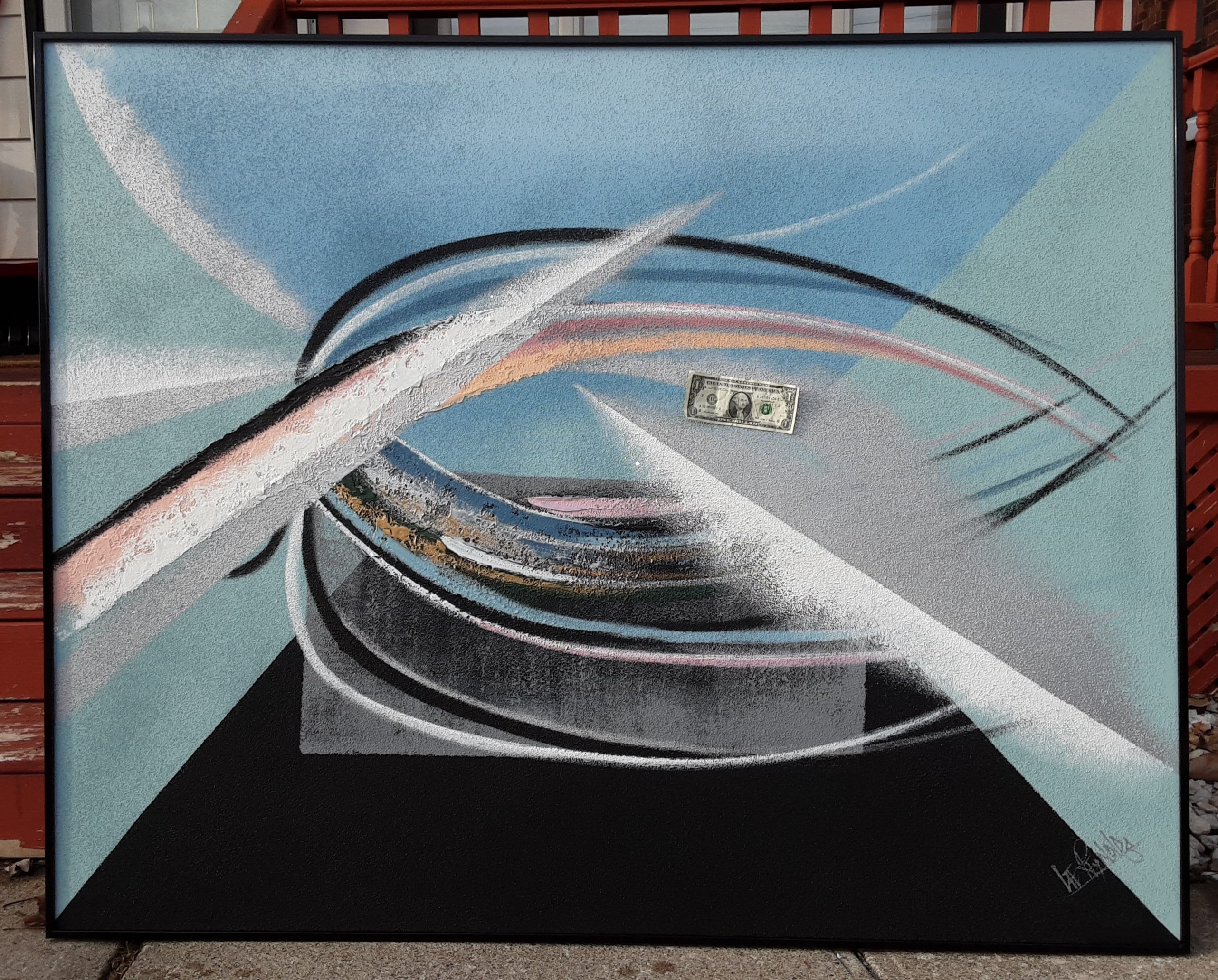 Vintage 1980s Huge Lee Reynolds Signed Retro Abstract Textured