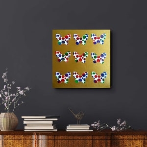 Jim Richards original modern gold butterfly spray paint contemporary Yayoi Kusama style pop art painting dots signed WATCH VIDEO image 1