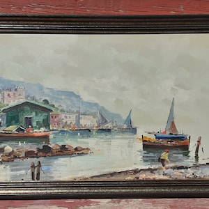 Very rare mid century mcm impressionist style listed Italian artist Antonio DeVity 1960s mediterranean marine oil painting Watch Video