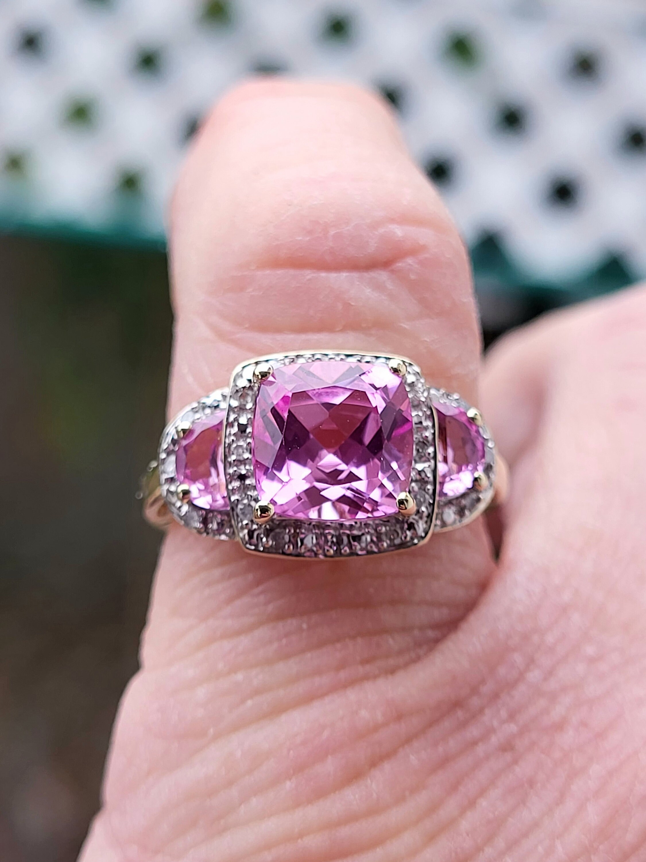Pink stone rings shop yellow gold