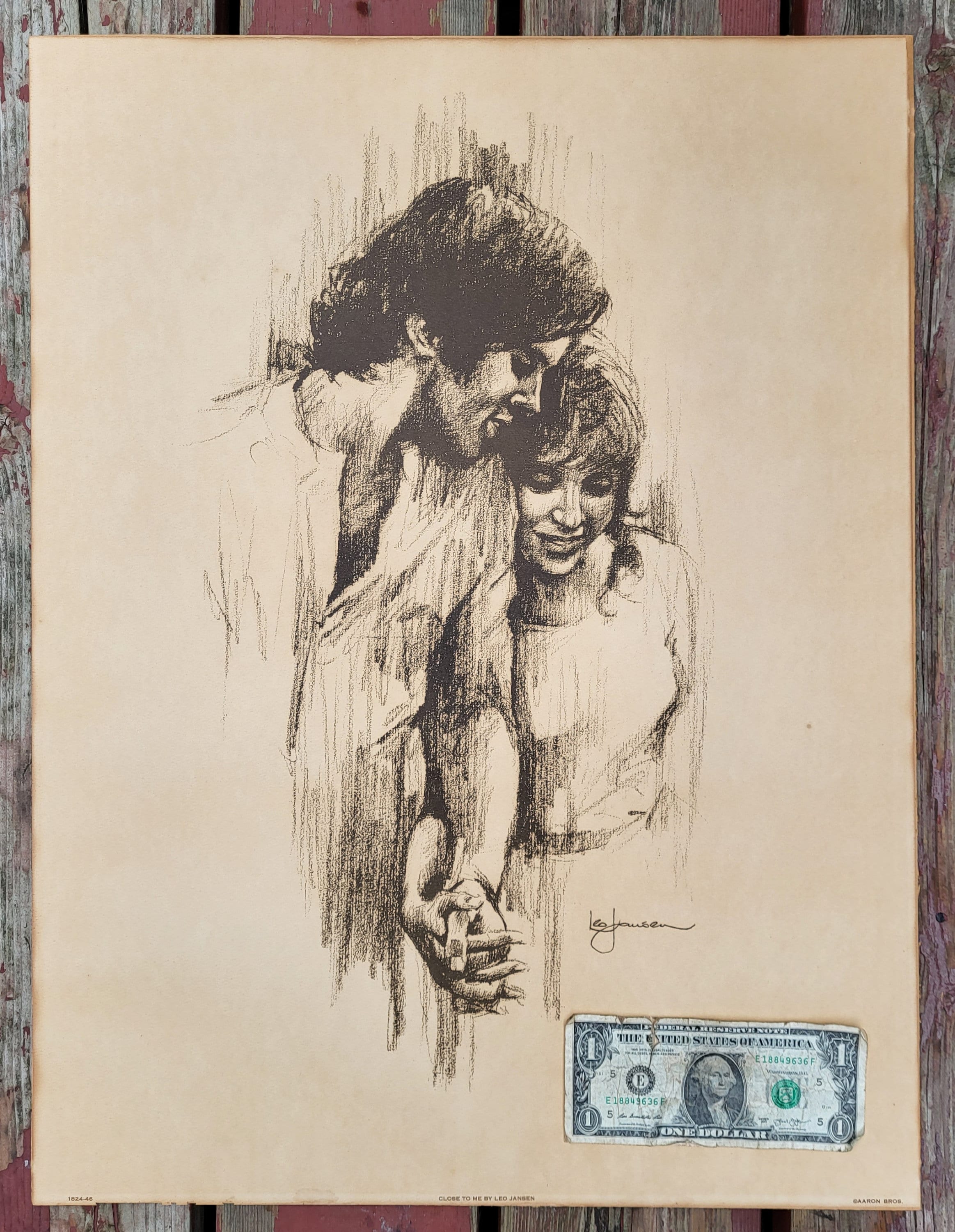 Amazing Vintage 1970s Famous Artist Leo Jansen Chalk Pastel Print