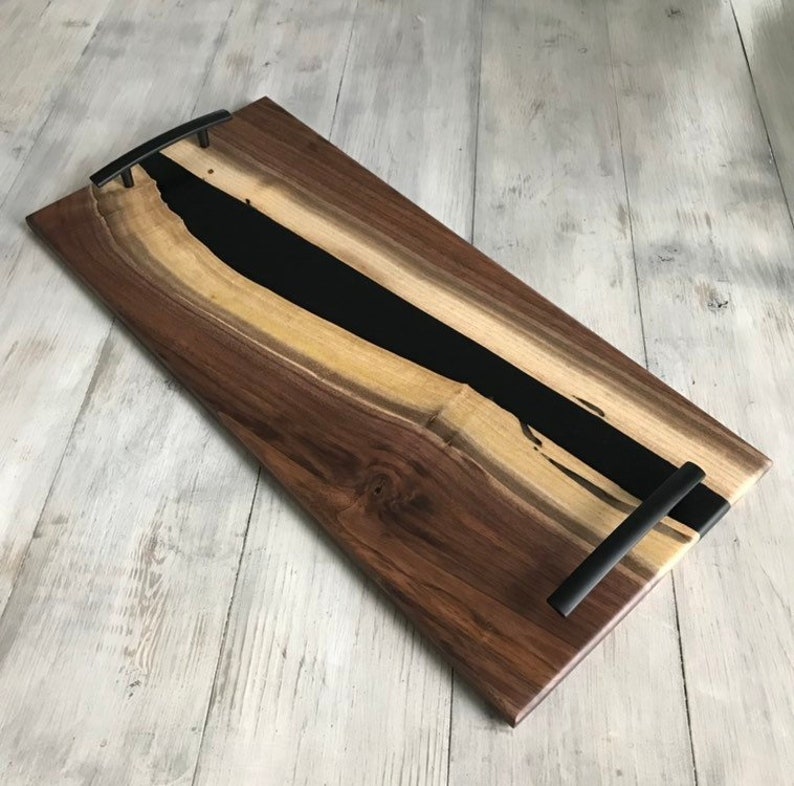 Resin Live Edge Serving Tray Custom Order Walnut Slab | Etsy