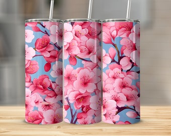 Envoltura de vaso de flor de cerezo brillante de 20 oz, envoltura de vaso recto, envoltura de vaso cónico, uso comercial, envoltura de vaso PNG, vaso Sakura PNG