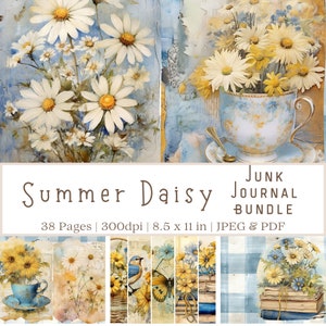 Daisy Junk Journal Kit, Junk Journal Printables, Ephemera, Junk Journal Kit, Floral Printables for Journaling, Scrapbooking Printables