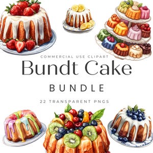Bundt Kuchen PNG, Aquarell Bundt Kuchen Clipart, Süßes Gebäck PNG, Bake Sale Grafiken, Bäckerei Dessert PNG