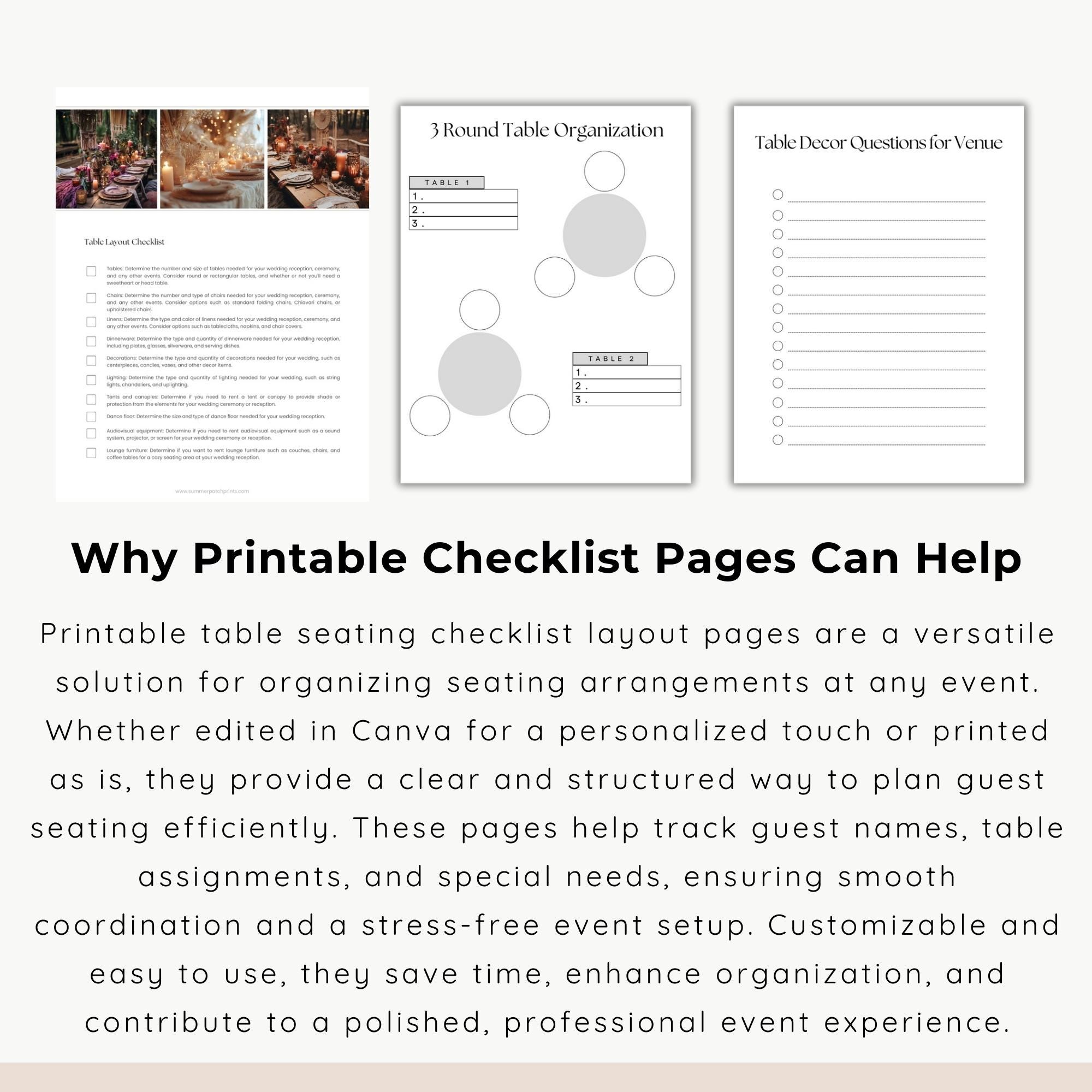 Editable Seating Chart Canva Template | 20 Table Layouts | Instant ...