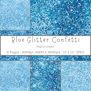 Blue Glitter Digital Paper Pack, Scrapbook Paper, Blue Sparkles, Glitter Paper, Instant Download, Digital Paper Pack, Commercial Use