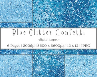 Blue Glitter Digital Paper Pack, Scrapbook Paper, Blue Sparkles, Glitter Paper, Instant Download, Digital Paper Pack, Commercial Use