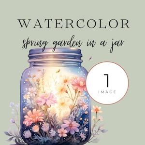 Blumen in einem Glas Clipart, Png Einmachglas Grafiken, Transparenter Png, kommerzielles Clipart, Einmachglas mit Blumen, Frühlingsgarten, Junk Journal