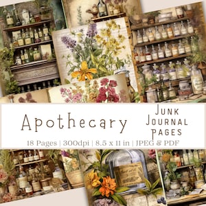 Apothecary Junk Journal Pages, Junk Journal Pages, Botanical Junk Journal Pages, Scrapbooking Pages, Journal Pages, Herb Junk Journal