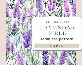 Lavendel bloemen naadloos patroon, paarse bloemenpatroon, 12X12 inch, aquarel lavendel patroon, commercieel gebruik patroon