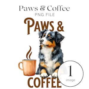 Kaffee und Hunde PNG, Pfoten und Kaffee PNG, Aquarell Hund PNG, Berner Sennenhund PNG, Hunde Clipart