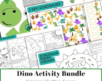 Dinosaur Activity Bundle 8-Page | Dino-Themed Printable PDF | Kids & Classroom Learning Pack | Homeschool, Letter-Size, Instant Download
