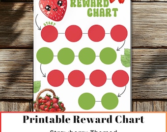 Strawberry Reward Chart for Kids | Printable Behavior Chart | Chore & Goal Tracker | Letter Size PDF | Cute Motivation Chart