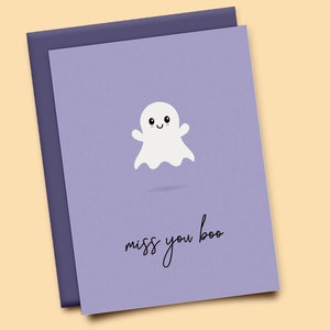 Miss You Boo - Carte vierge d’Halloween IMPRIMABLE - Carte de vœux longue distance