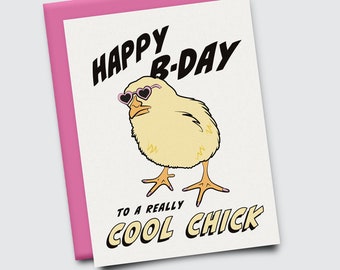 Funny Birthday Card for Her happy Birthday to One Cool Chick Cute Pun ...