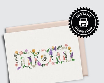 Mom - PRINTABLE Blank Greeting Card - Floral Mother's Day Birthday Card