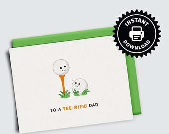 À un papa tee-rific - carte de voeux de golf vierge imprimable - fête des pères - carte d'anniversaire de papa de golf