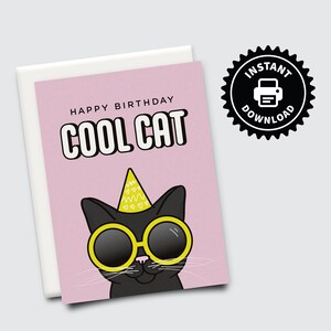 Gato Legal - Cartão de Aniversário - Cartão em Branco IMPRIMÍVEL