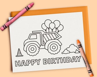 Printable Birthday Card Dump Truck Construction (Instant Download) - Etsy