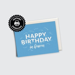 Joyeux anniversaire au paradis - carte de voeux vierge à imprimer pour le deuil