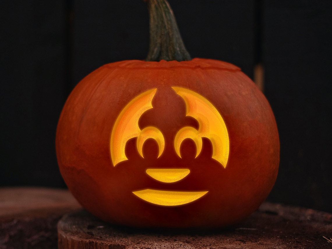Emoji PRINTABLE Pumpkin Carving Stencil Set Cute Faces - Etsy