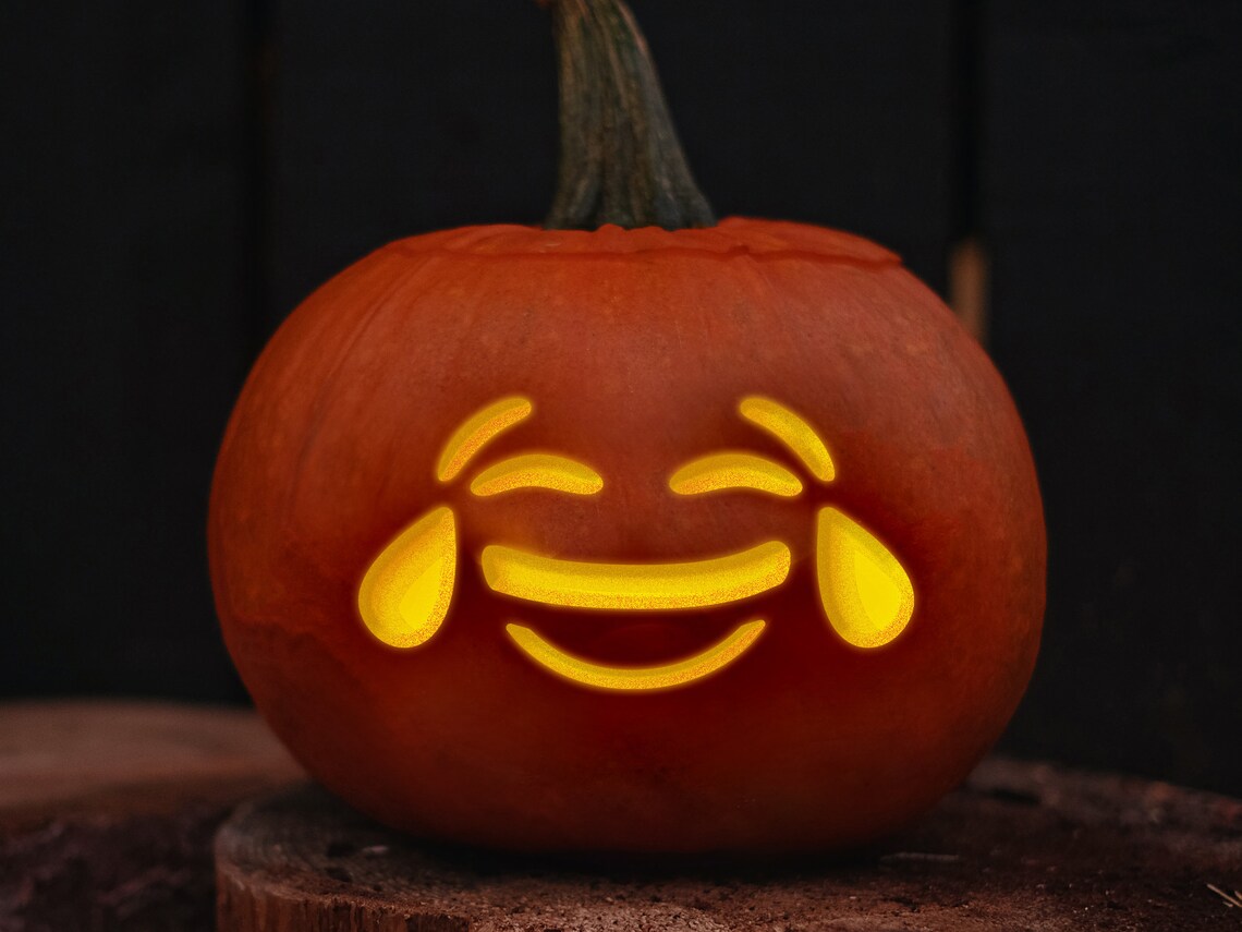 Emoji PRINTABLE Pumpkin Carving Stencil Set Cute Faces - Etsy
