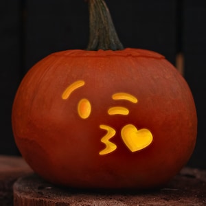 Emoji PRINTABLE Pumpkin Carving Stencil Set - Cute Faces Jack-o-lantern ...