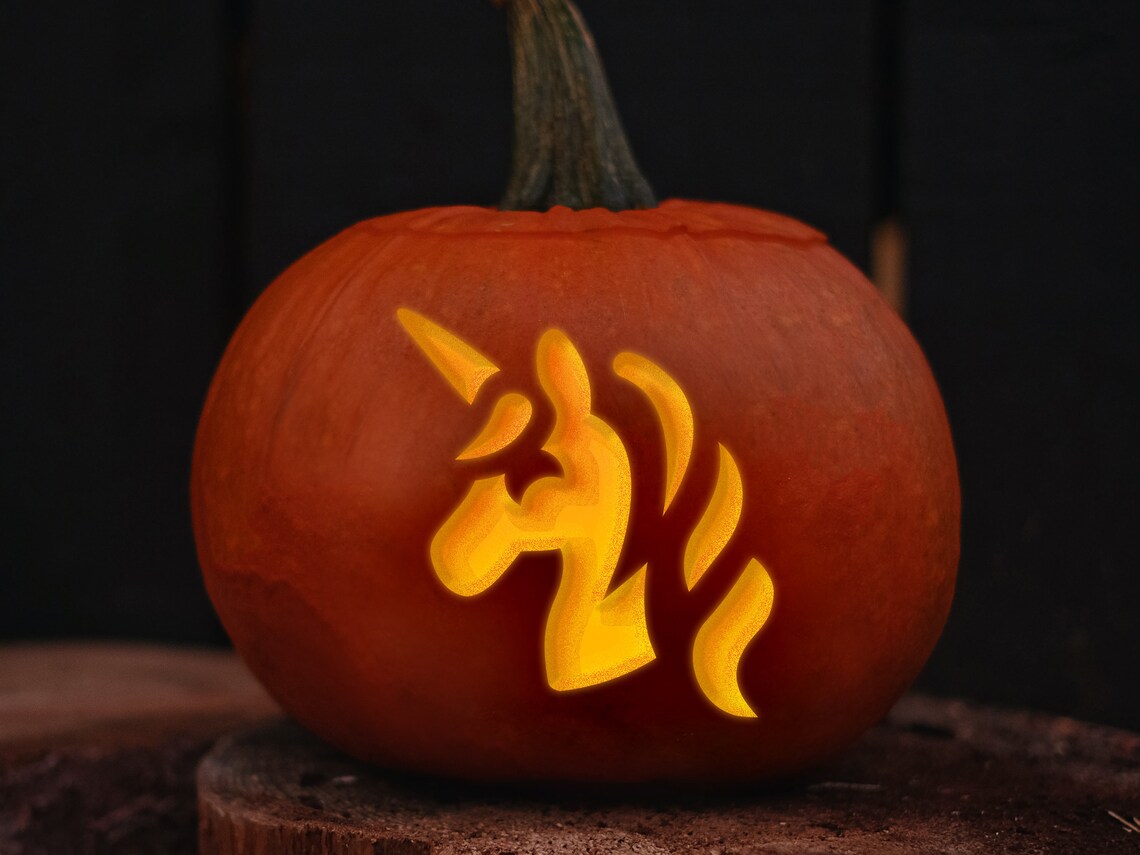 Fairytale PRINTABLE Pumpkin Carving Stencil Set Unicorn - Etsy