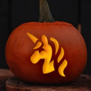 Fairytale PRINTABLE Pumpkin Carving Stencil Set - Unicorn, Crown and ...