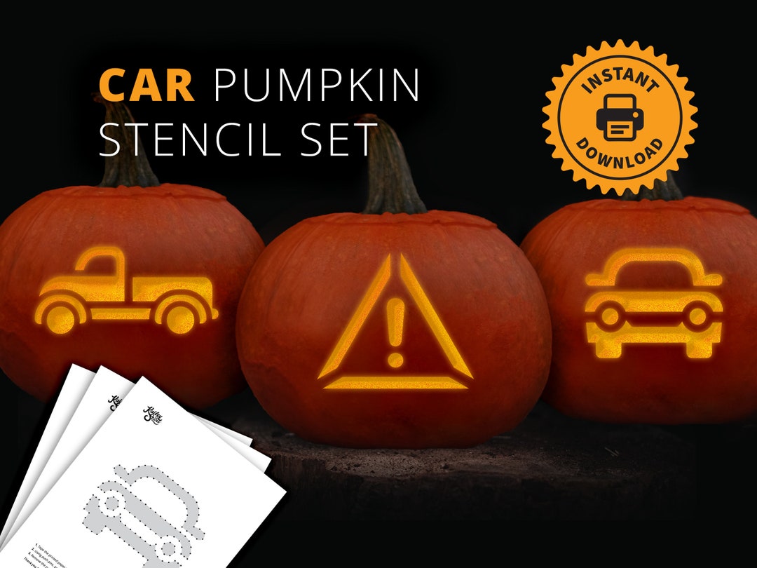 Transportation PRINTABLE Pumpkin Carving Stencil Set Car