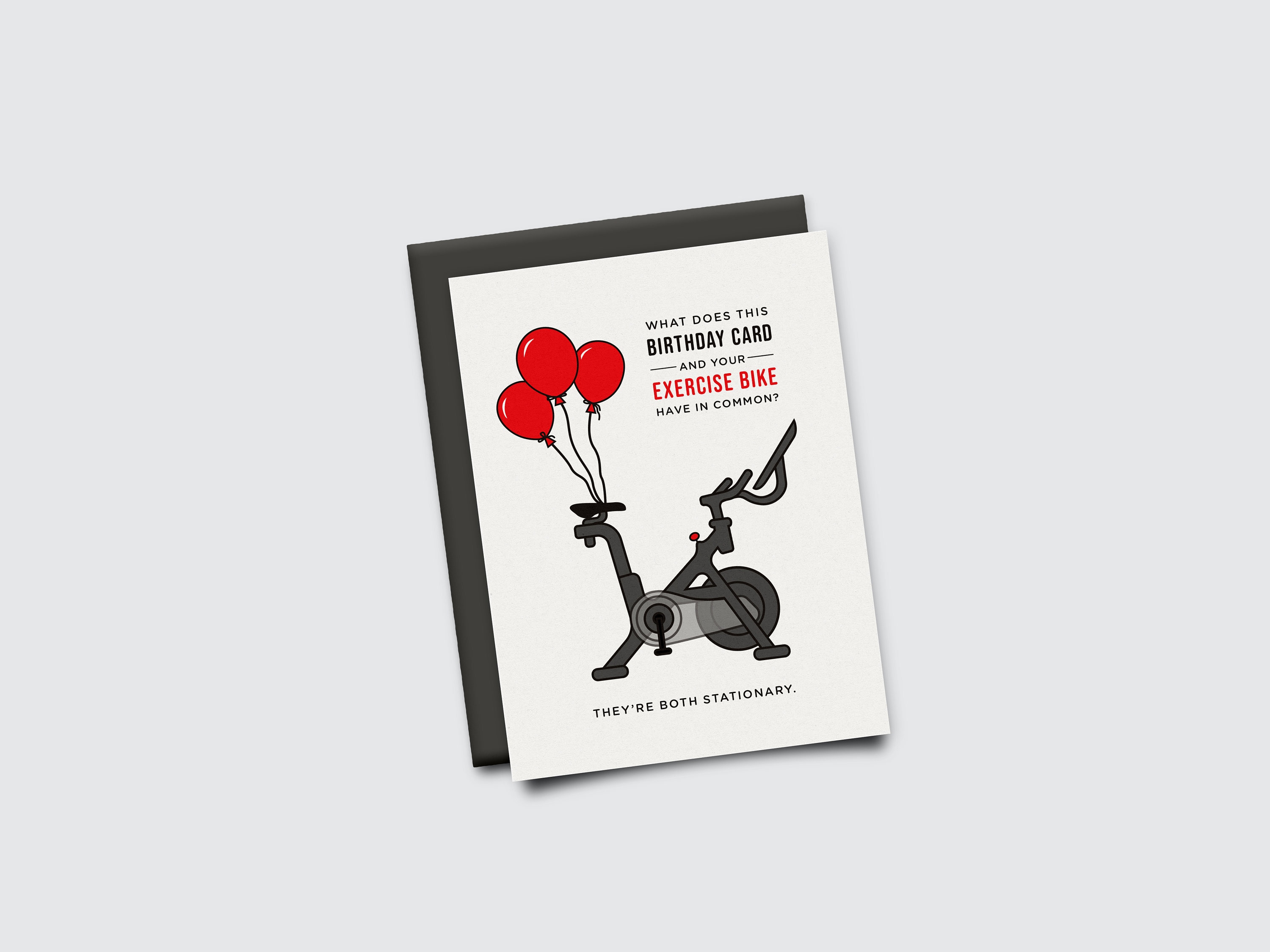 Exercise Bike Stationary Joke Printable Blank Birthday Etsy