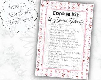 3.5&quot;x5&quot; DIY Valentine&#39;s Day Cookie Card - DIY Valentine Kit Tag - Instant Download