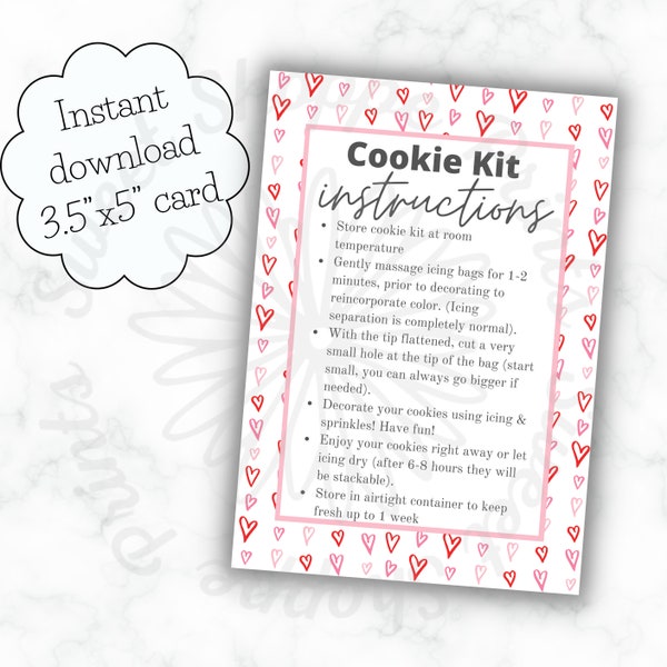 3.5"x5" DIY Valentine's Day Cookie Card - DIY Valentine Kit Tag - Instant Download