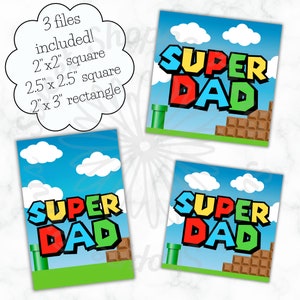 Etiqueta Super Dad quadrada de 2"/2,5" e retangular de 2x3" - Download instantâneo
