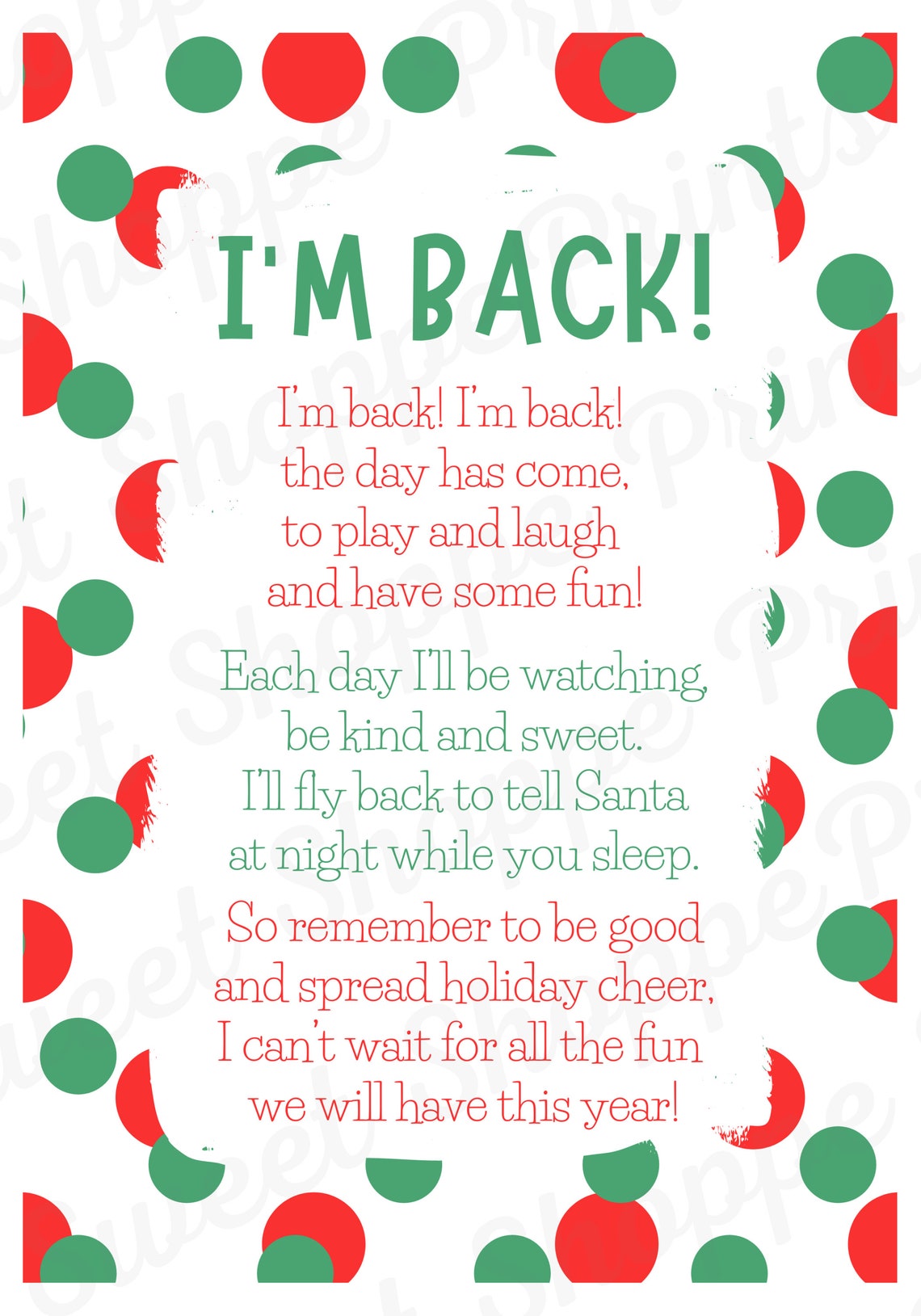 I'm Back Elf Letter - Etsy