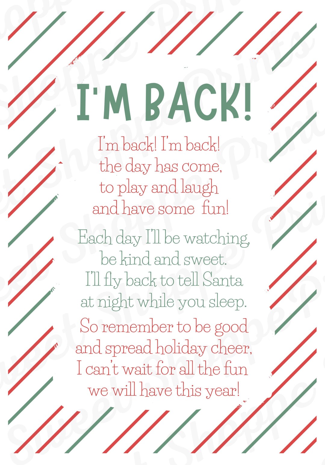 I m Back Elf Letter Etsy