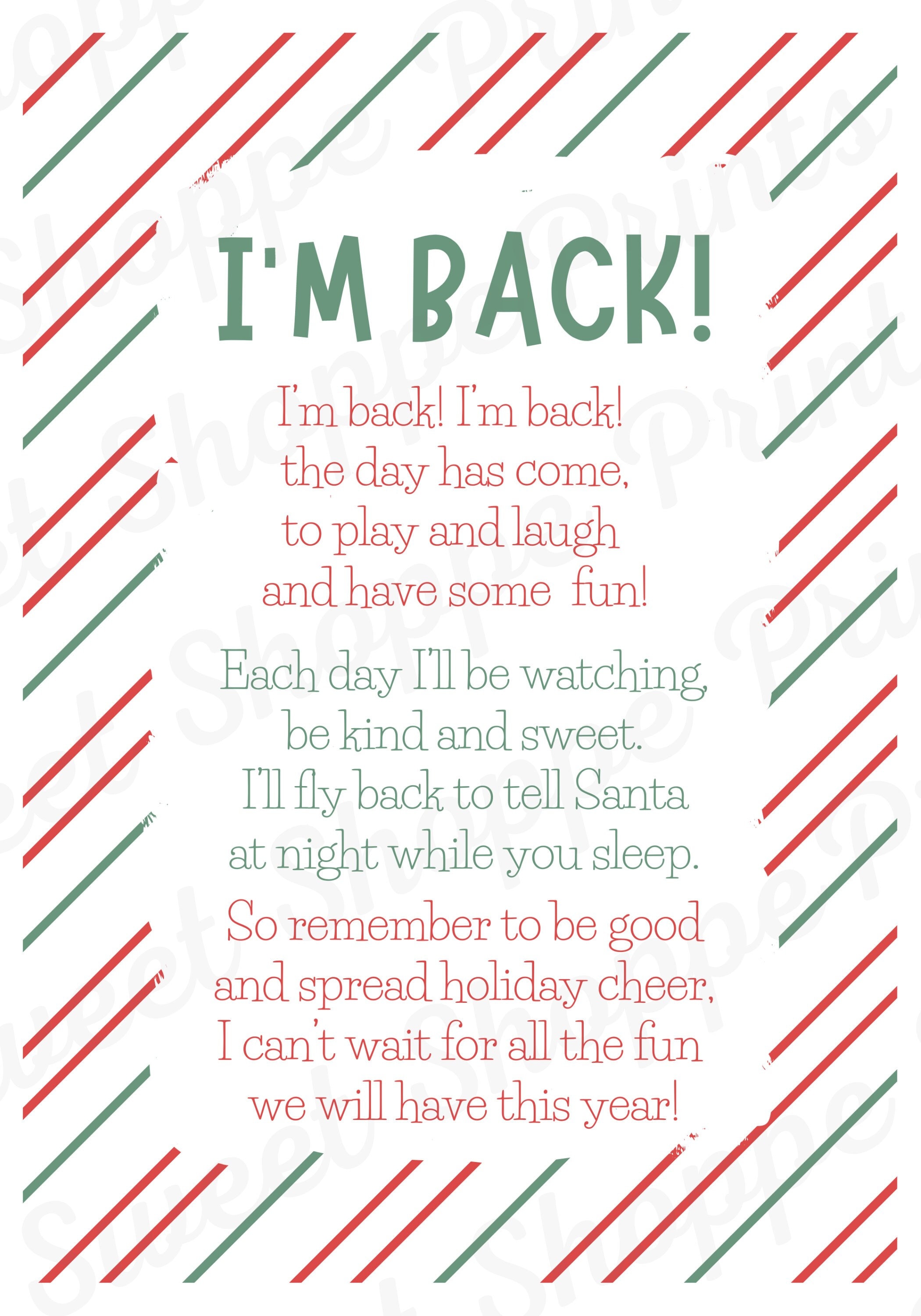 I #39 m Back Elf Letter Etsy I #39 m Back Elf Letter Etsy