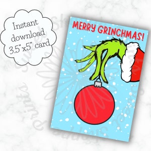 3,5"x5" Cookie Card - Merry GrinchmasTag - Direct downloaden