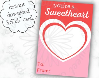 3.5&quot;x5&quot; Valentine Cookie Card - Conversation heart valentine - Instant Download