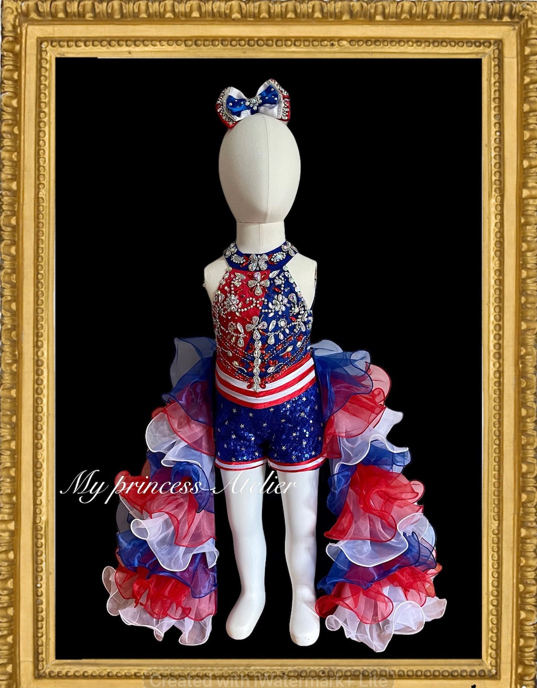 Fourth of July Girl Pageant Dress, Fun Fashion Patriotic Dress
