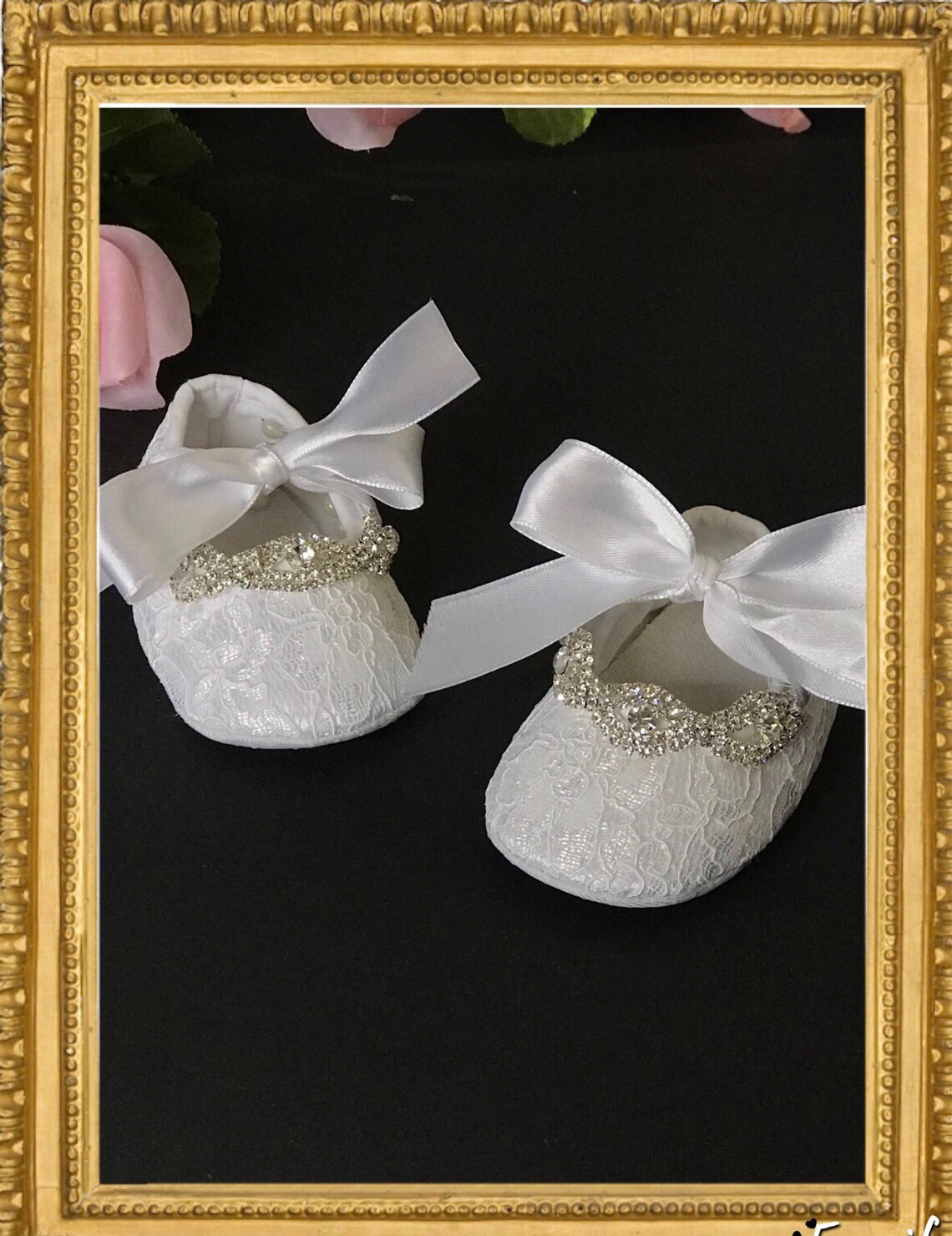 White Crib Shoes/ Christening Lace Shoes/ Baby Jeweled White Etsy