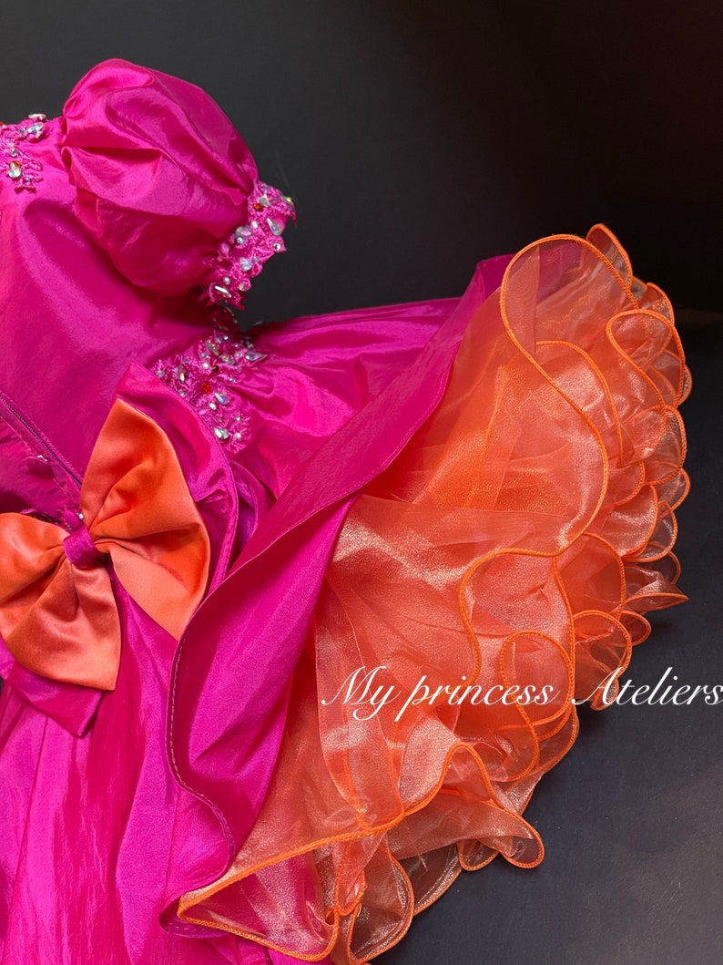 Crystals Fuchsia Strapless Layered Kids Pageant Dress