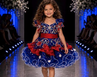 Star spangled dress, Independence Day Dress pageant dress, 4th of July pageant birthday dress, patriotic pageant dress, fourth of July dress