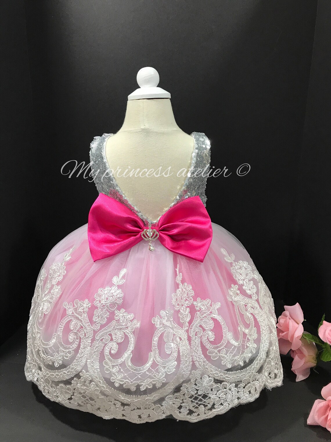 1210192 Fuschia Flower Pattern Dress