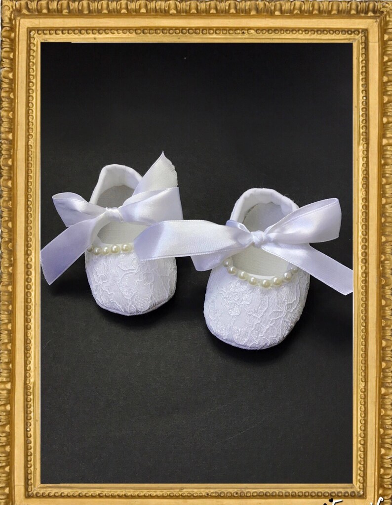 Girl Christening White Lace Crib Shoes Baby White Ballerina Etsy