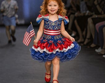 Star spangled dress, Independence Day Dress pageant dress, 4th of July pageant birthday dress, patriotic pageant dress, fourth of July dress