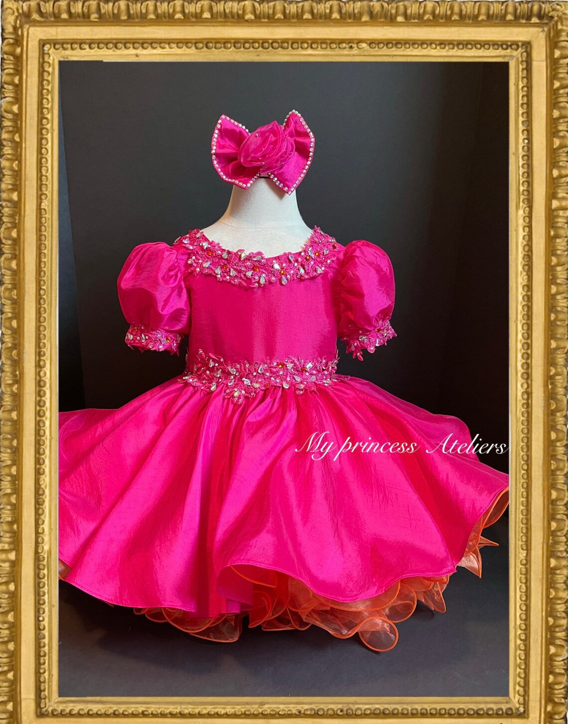 Princess Pageant Girl Dress with Sequin Bodice Fuchsia main image 0
